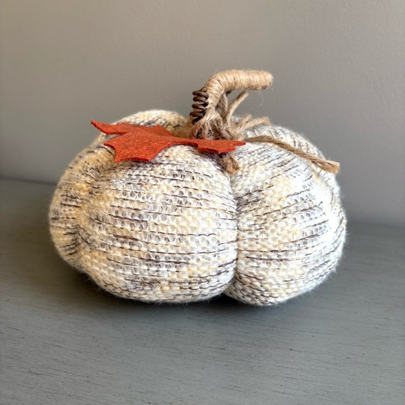 Holiday Halloween Fall Decorative Fabric Pumpkins Set of 3 Gray, White, Cream - Picture 4 of 16